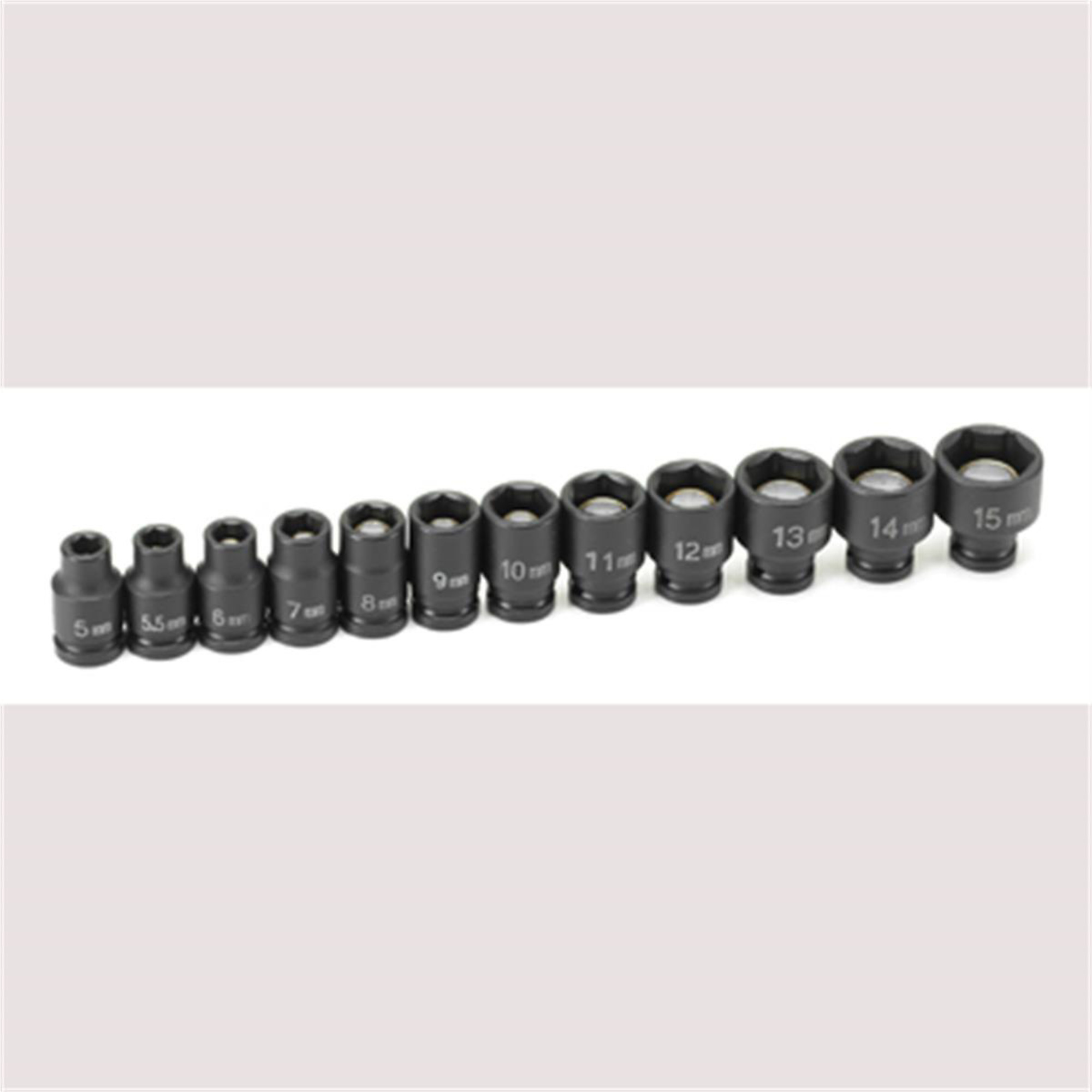 Grey Pneumatic Metric Magnetic Socket Set — 1/4in. Drive, 12-Piece, Chrome-Molybdenum Steel, Model# GRE9712MG